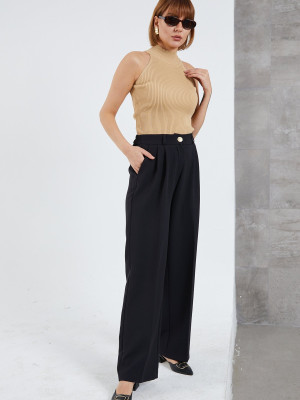 Kadın Beli Lastikli Pzzo Pantolon