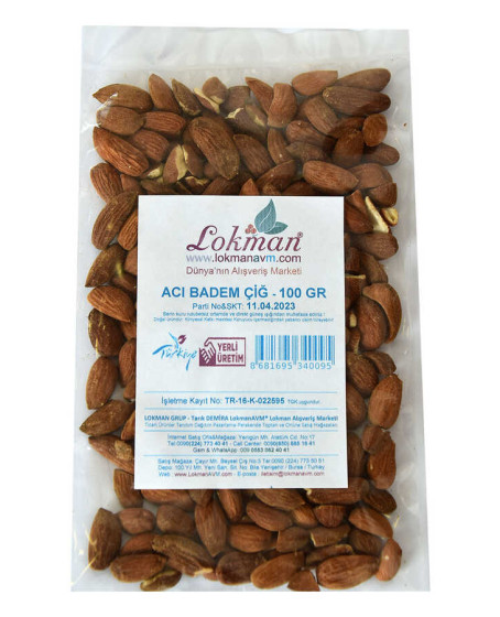 Acı Badem Çiğ Doğal 100 Gr Paket