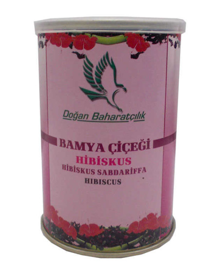 Afrika Bamya Çiçeği Hibiskus Mekke Gülü Doğal 100 Gr Teneke Kutu