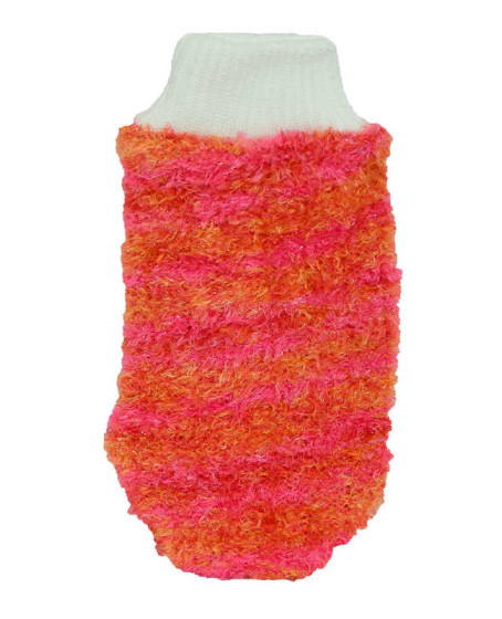 Lastikli El Geçmeli Yumuşak Eldiven Banyo Lifi Pembe-Turuncu 20x10 Cm