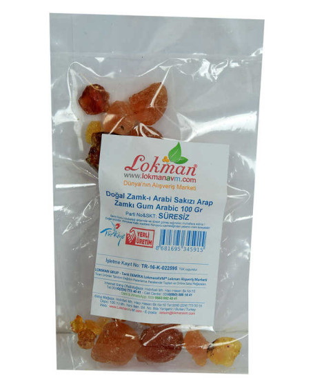 Arap Zamkı Zamk-ı Arabi Sakızı Doğal Gum Arabic 100 Gr Paket