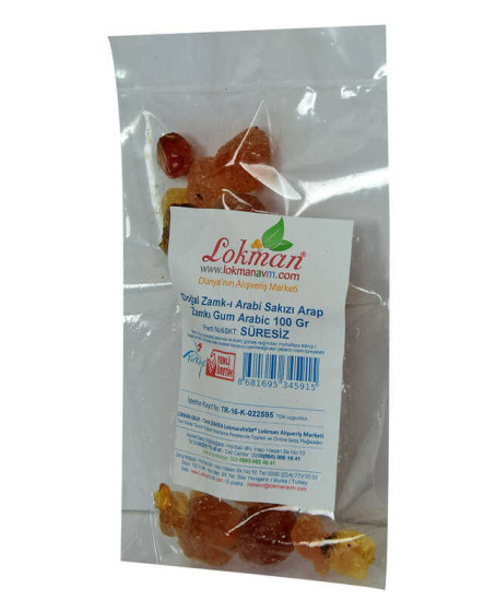 Arap Zamkı Zamk-ı Arabi Sakızı Doğal Gum Arabic 100 Gr Paket