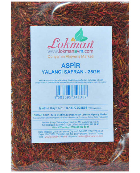 Aspir Otu Yalancı Safran Asfor Doğal 25 Gr Paket
