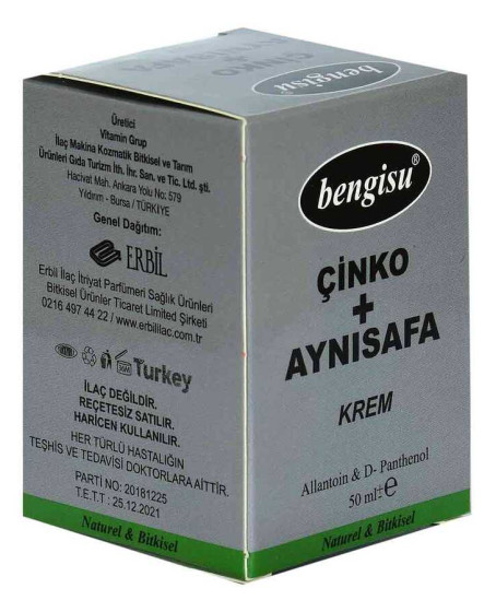 Aynısafa + Çinko Bitkisel Krem Allantoin ve D- Panthenol 50 ML