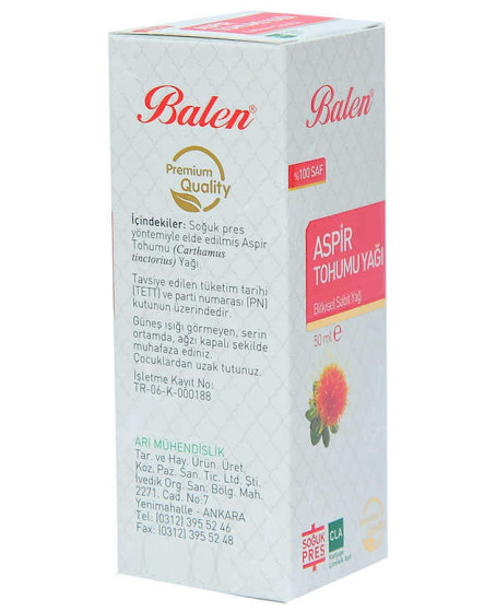Aspir Tohumu Yağı Soğuk Pres 50 ML Cam Şişe