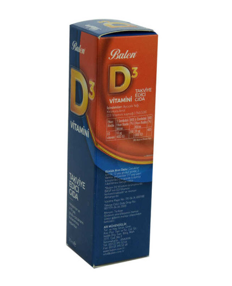 D3 Vitamini Takviye Edici Gıda 20 ML