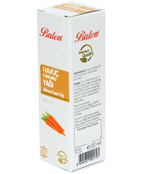 Havuç Tohumu Yağı Soğuk Pres 20 ML Cam Şişe