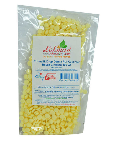 Beyaz Çikolata Eritmelik Drop Damla Pul Kuvertür 100 Gr Paket
