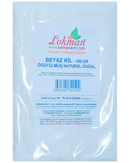 Beyaz Kil Öğütülmüş Doğal Saf Naturel 100 Gr Paket