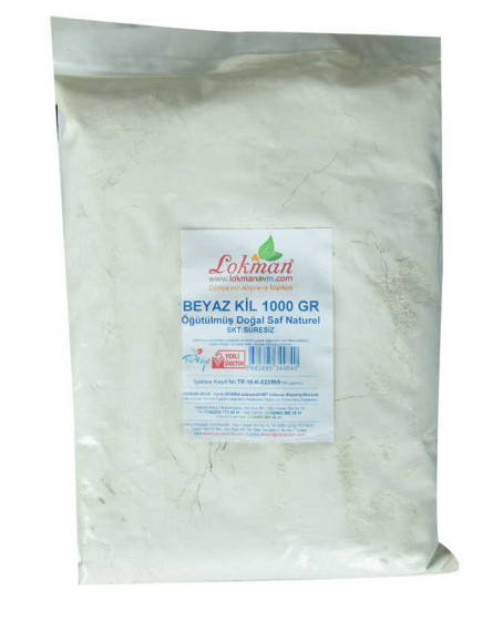 Beyaz Kil Öğütülmüş Doğal Saf Naturel 1000 Gr Paket