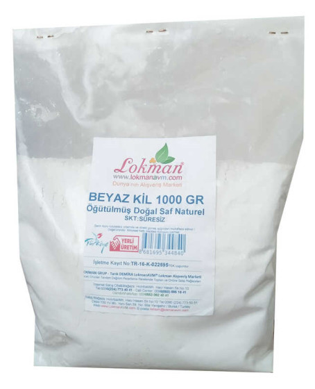 Beyaz Kil Öğütülmüş Doğal Saf Naturel 1000 Gr Paket