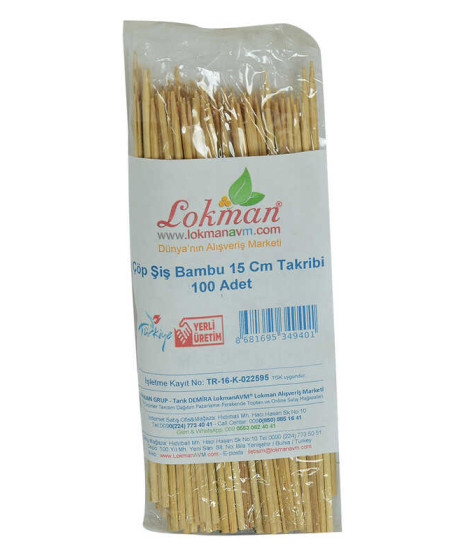 Çöp Şiş Bambu Şişleri 15 Cm Takribi 100 Adet 1 Paket