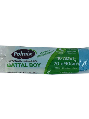 Çöp Torbası Battal Boy 70x90Cm 140Gr 25Mikron 70Lt Mavi Rulo 10 Adet