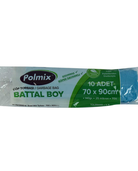 Çöp Torbası Battal Boy 70x90Cm 140Gr 25Mikron 70Lt Mavi Rulo 10 Adet