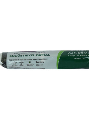 Çöp Torbası Battal Boy 72x95Cm 400Gr 64Mikron 70Lt Siyah Rulo 10 Adet