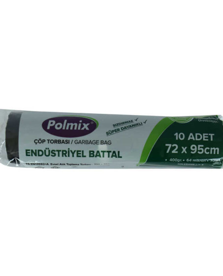 Çöp Torbası Battal Boy 72x95Cm 400Gr 64Mikron 70Lt Siyah Rulo 10 Adet Çöp Torbası Battal Boy 72x95Cm 400Gr 64Mikron 70Lt Siyah Rulo 10 Adet