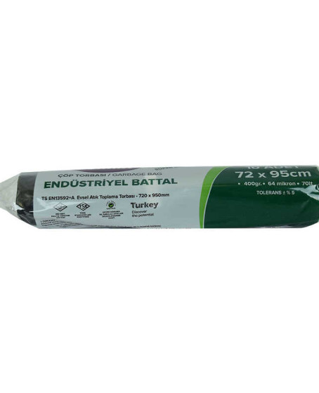 Çöp Torbası Battal Boy 72x95Cm 400Gr 64Mikron 70Lt Siyah Rulo 10 Adet Çöp Torbası Battal Boy 72x95Cm 400Gr 64Mikron 70Lt Siyah Rulo 10 Adet