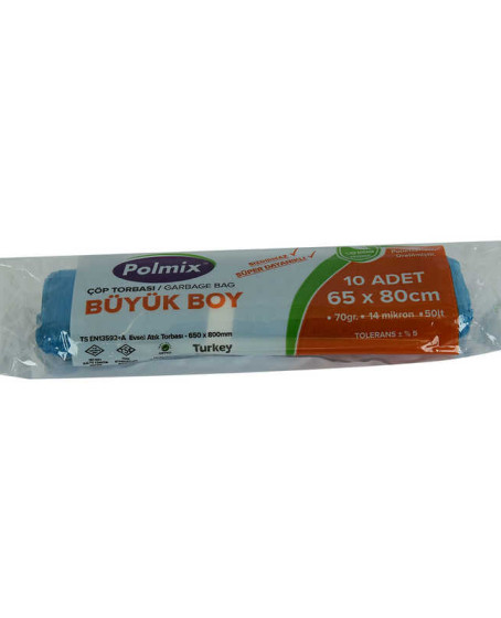 Çöp Torbası Büyük Boy 65x80Cm 70Gr 14Mikron 50Lt Mavi Rulo 10 Adet Çöp Torbası Büyük Boy 65x80Cm 70Gr 14Mikron 50Lt Mavi Rulo 10 Adet