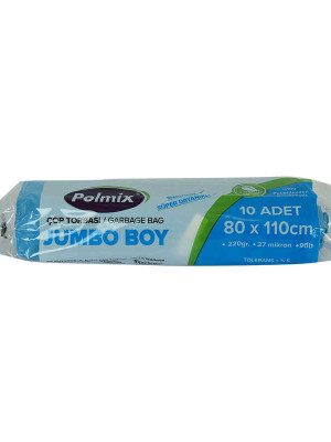 Çöp Torbası Jumbo Boy 80x110Cm 220Gr 27Mikron 90Lt Mavi Rulo 10 Adet
