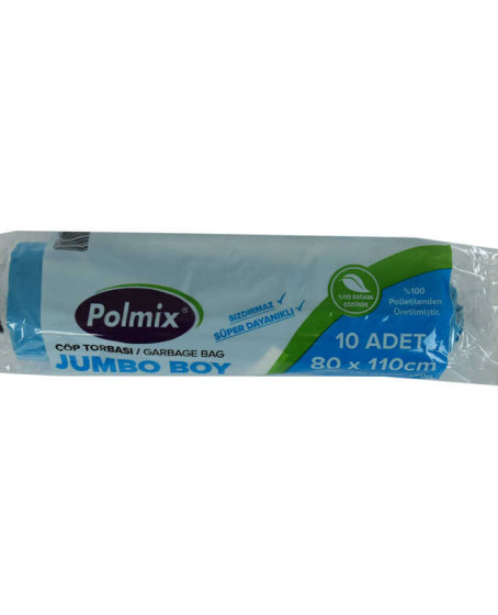Çöp Torbası Jumbo Boy 80x110Cm 220Gr 27Mikron 90Lt Mavi Rulo 10 Adet