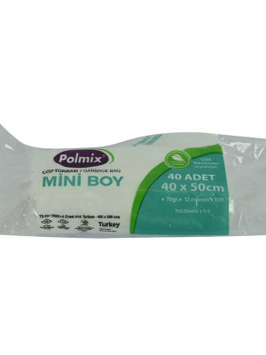 Çöp Torbası Mini Boy 40x50Cm 70Gr 12Mikron 10Lt Şeffaf Rulo 40 Adet