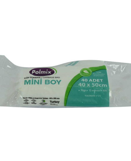 Çöp Torbası Mini Boy 40x50Cm 70Gr 12Mikron 10Lt Şeffaf Rulo 40 Adet