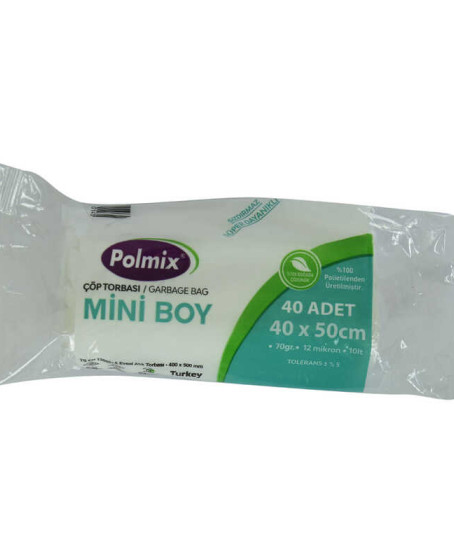 Çöp Torbası Mini Boy 40x50Cm 70Gr 12Mikron 10Lt Şeffaf Rulo 40 Adet
