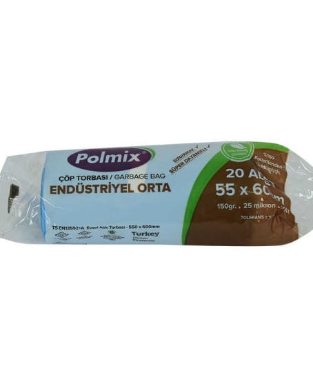 Çöp Torbası Orta Boy 55x60Cm 150Gr 25Mikron 30Lt Mavi Rulo 20 Adet