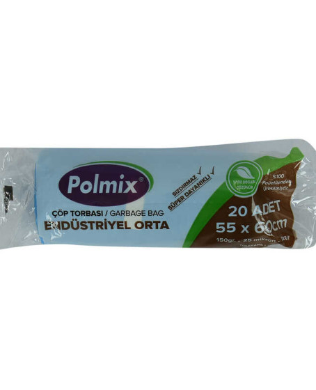 Çöp Torbası Orta Boy 55x60Cm 150Gr 25Mikron 30Lt Mavi Rulo 20 Adet