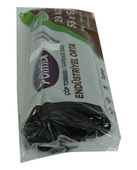 Çöp Torbası Orta Boy 55x60Cm 150Gr 25Mikron 30Lt Siyah Rulo 20 Adet