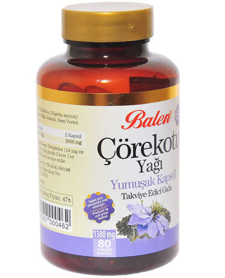 Çörek Otu Yağı 1380 Mg Yumuşak 80