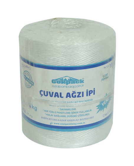 Çuval Ağzı İpi Yüzde 100 Fibrilizeli Naylon İp Beyaz 1000 Gr 1 Adet