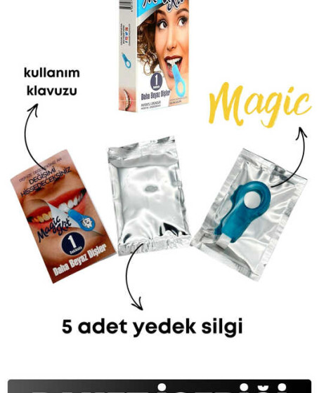 Diş Leke Silgisi 1 Aparatlı + 5 Yedek Süngerli Set 1 Paket