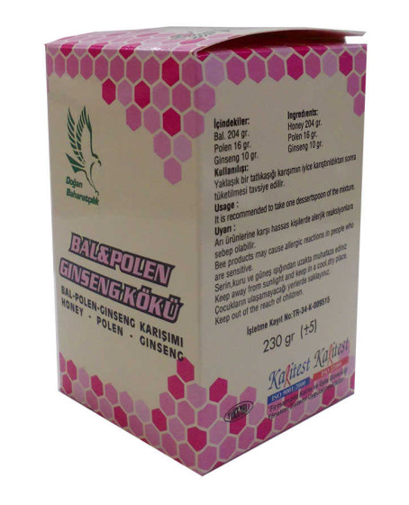 Bal Polen Ginsengli Karışım Cam Kavanoz 230 Gr
