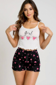 Kalp Desenli Askılı Şortlu Pijama Kalp Desenli Askılı Şortlu Pijama