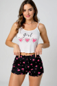 Kalp Desenli Askılı Şortlu Pijama Kalp Desenli Askılı Şortlu Pijama