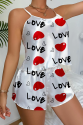 Love Desenli  Saten Şortlu Gecelik
