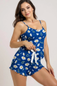 Papatya Desenli  Askılı Şortlu Pijama