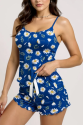 Papatya Desenli  Askılı Şortlu Pijama