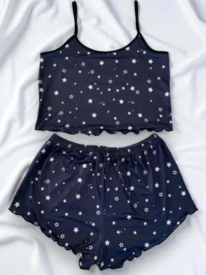 Yıldız Desenli  Şortlu Pijama
