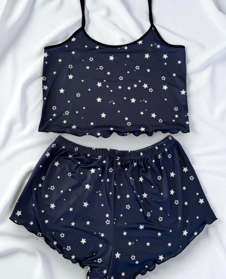 Yıldız Desenli  Şortlu Pijama