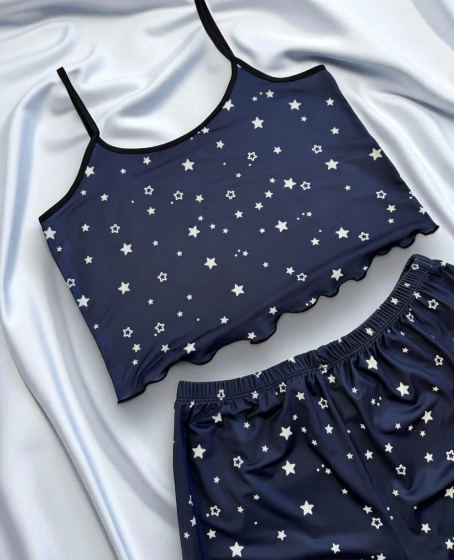 Yıldız Desenli  Şortlu Pijama