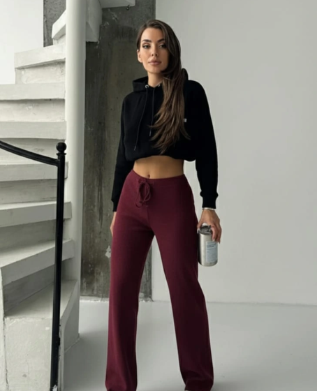 Fit comfort bej salaş pantolon bordo