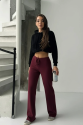 Fit comfort bej salaş pantolon bordo