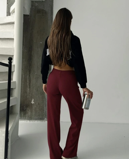 Fit comfort bej salaş pantolon bordo