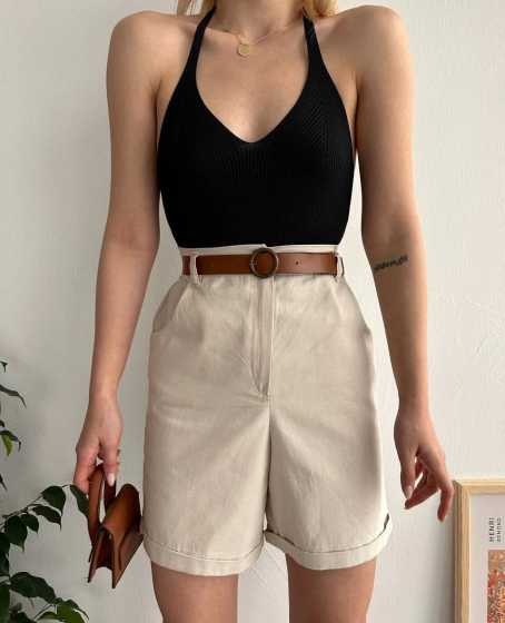 Gabardin kumaş şort Gabardin kumaş şort
