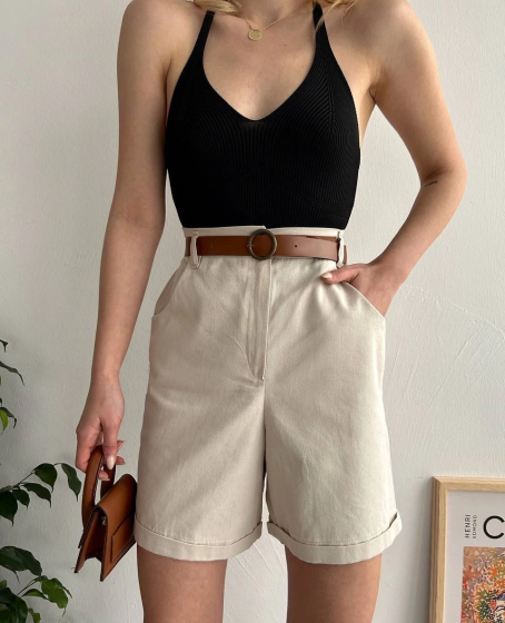 Gabardin kumaş şort Gabardin kumaş şort
