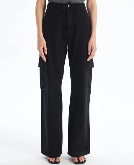 Kargo cep jeans pantolon siyah