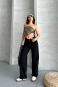 Palazzo straight enzim süper taş yıkama jeans pantolon siyah Palazzo straight enzim süper taş yıkama jeans pantolon siyah