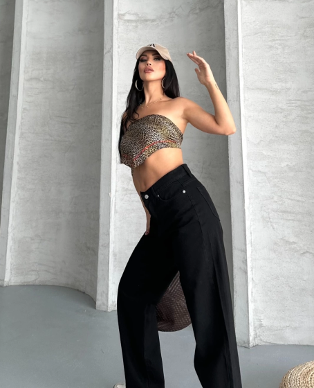 Palazzo straight enzim süper taş yıkama jeans pantolon siyah Palazzo straight enzim süper taş yıkama jeans pantolon siyah